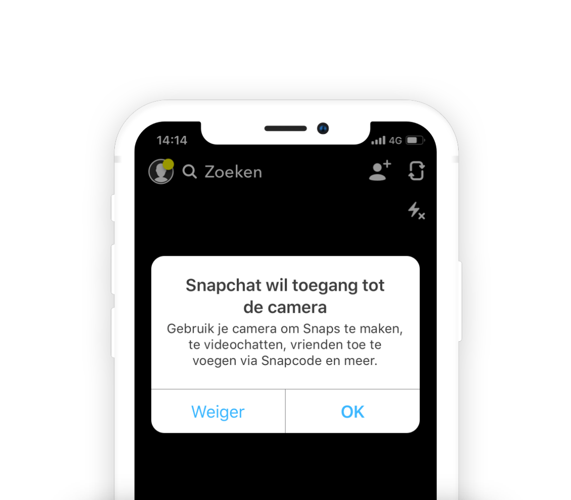Toegang verzoek van snapchat op een iphone